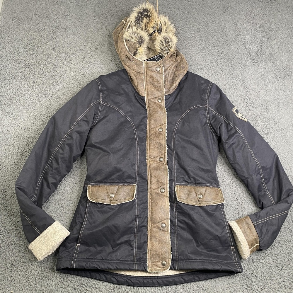 KUHL Jacket Womens Small Black Brown Sherpa Arktik Projekt 2067
